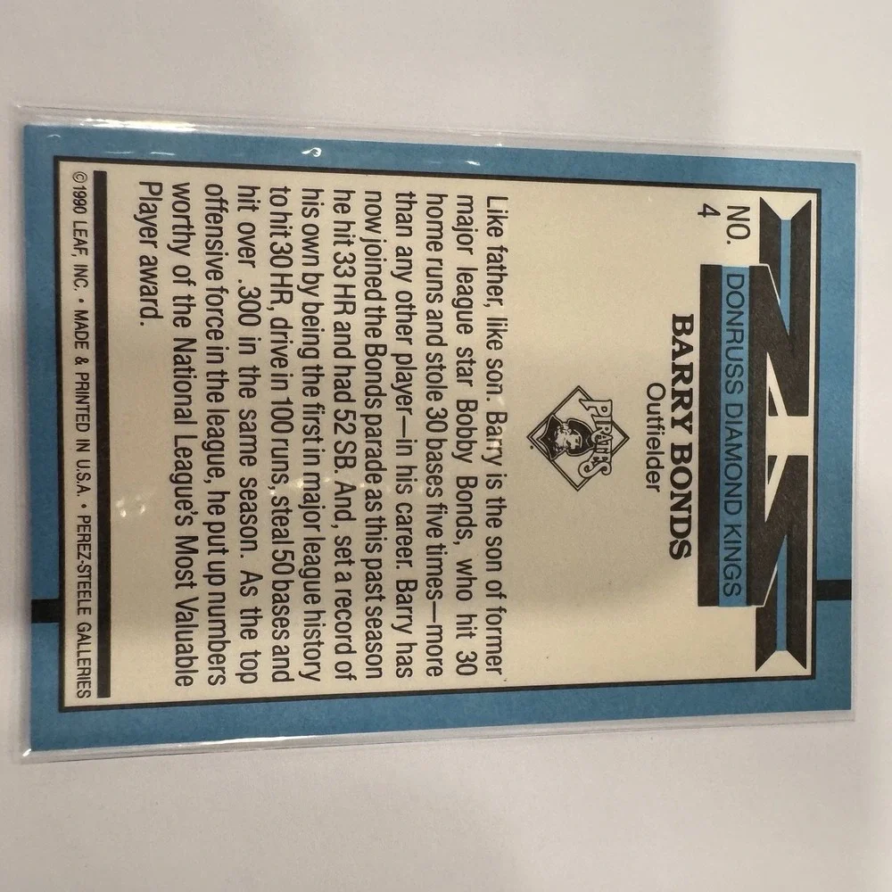 1991 Donruss #4 Barry Bonds Diamond Kings Pirates